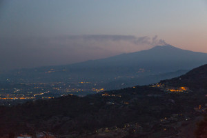 Mt. Etna decides to come out in the evening.