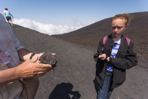 Syd checking out the volcanic rock.