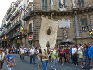 The procession of the Festa di santa Rosalia.